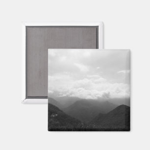 Clouds on the Hills Black and White Photography Magnet