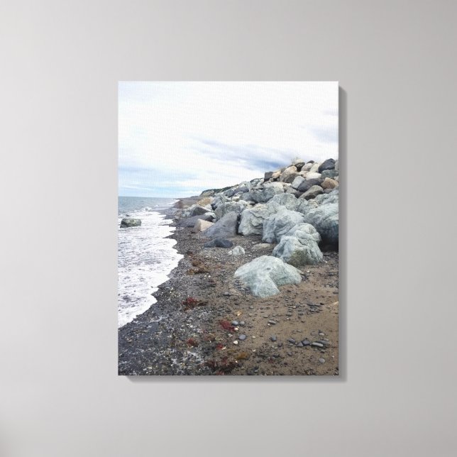 Clouds over a Rocky Beach Stretched Canvas Print (Front)