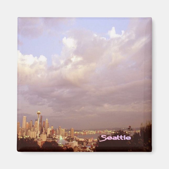 Clouds over beautiful Seattle magnet (Front)