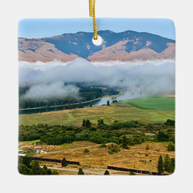 Clouds Over Flathead River Ceramic Ornament (Front)