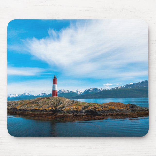 Clouds over lighthouse near Ushuaia, Argentina Mouse Mat (Front)