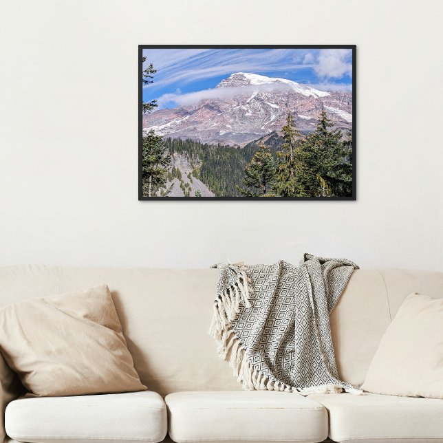 Clouds Over Mount Rainier Scenic Landscape Photo Print (In Situ (Framed))