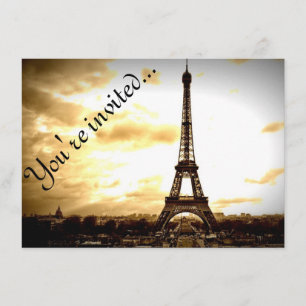 Clouds Over Paris Vintage Look Customisable Invite