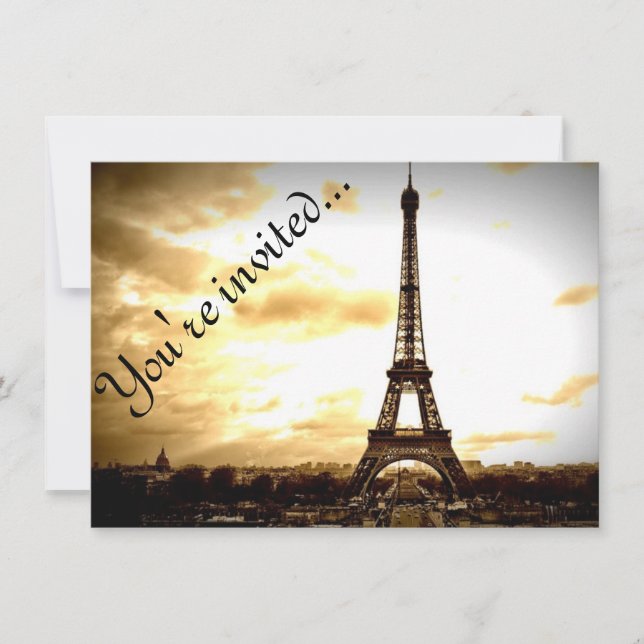 Clouds Over Paris Vintage Look Invites (Front)