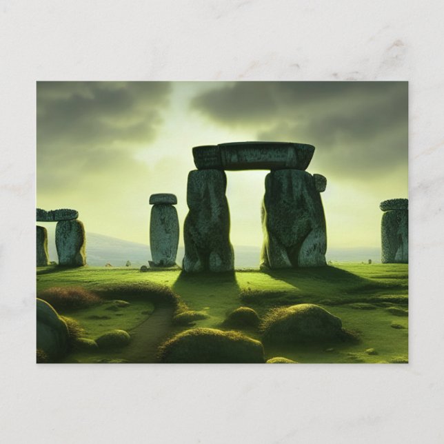 Clouds over Stonehenge Fantasy Digital Art  Postcard (Front)