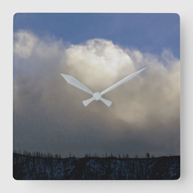 Clouds Over the Ridge Square Wall Clock (Front)