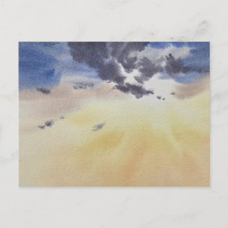 Clouds painting in watercolor postcard