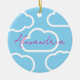 Clouds Personalized Name Christmas Ceramic Ornamen Tree Decoration