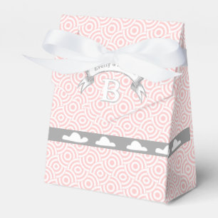 Clouds Pink Wedding Favour Box Monogram Names