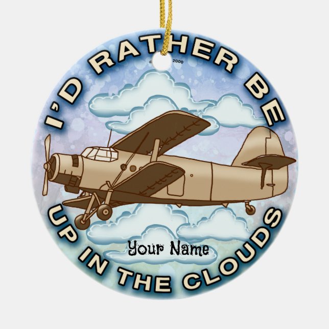 Clouds Plane Ceramic Tree Decoration (Front)