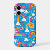 clouds rainbows rain drops hearts pattern