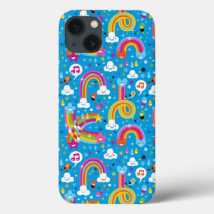 clouds rainbows rain drops hearts pattern iPhone 13 case