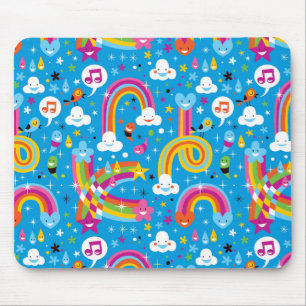 clouds rainbows rain drops hearts pattern mouse mat