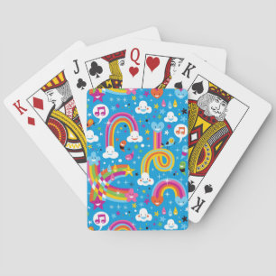 clouds rainbows rain drops hearts pattern playing cards