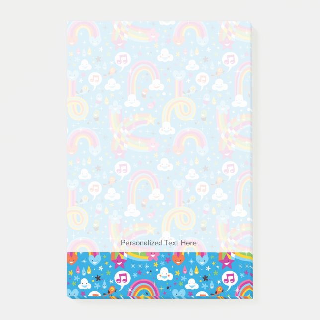 clouds rainbows rain drops hearts pattern post-it notes (Front)