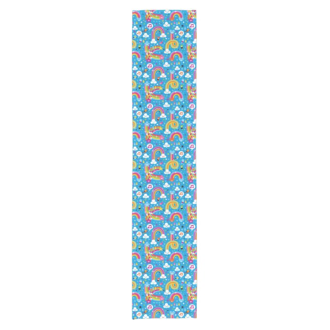 clouds rainbows rain drops hearts pattern short table runner (Front)