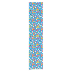 clouds rainbows rain drops hearts pattern short table runner