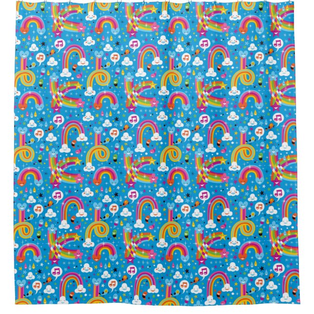 clouds rainbows rain drops hearts pattern shower curtain (Front)