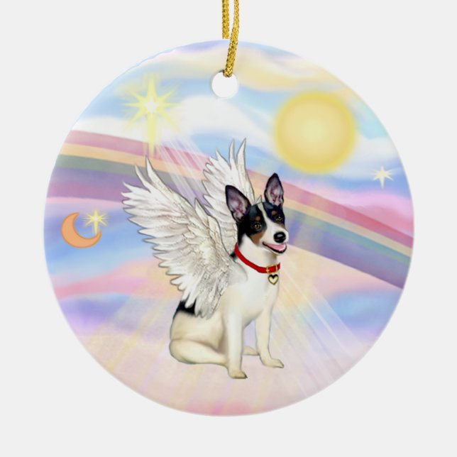 Clouds - Rat Terrier Angel Ceramic Tree Decoration (Front)