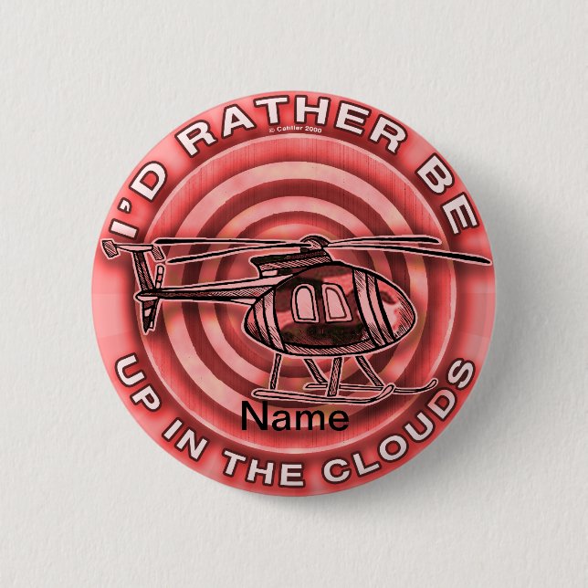 Clouds Red Helicopter 6 Cm Round Badge (Front)