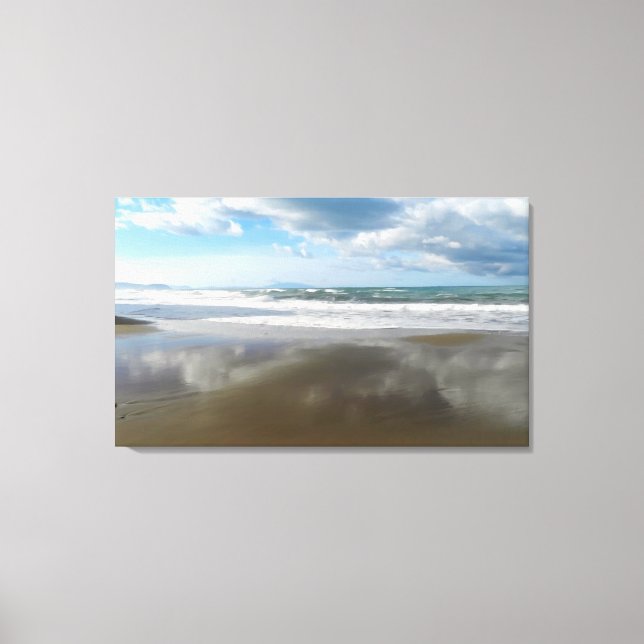 Clouds reflected in the water. Digital art, painti Canvas Print (Front)