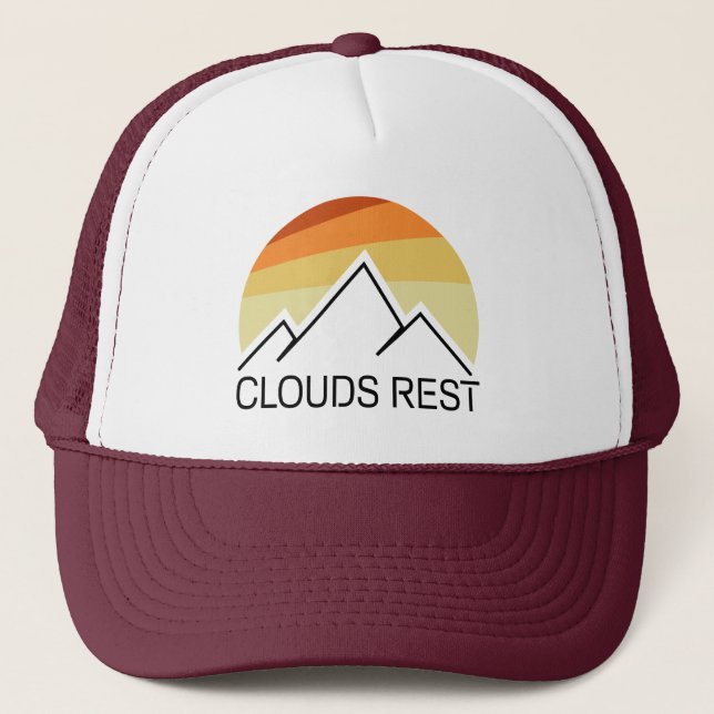 Clouds Rest Mountain Yosemite Retro Trucker Hat (Front)