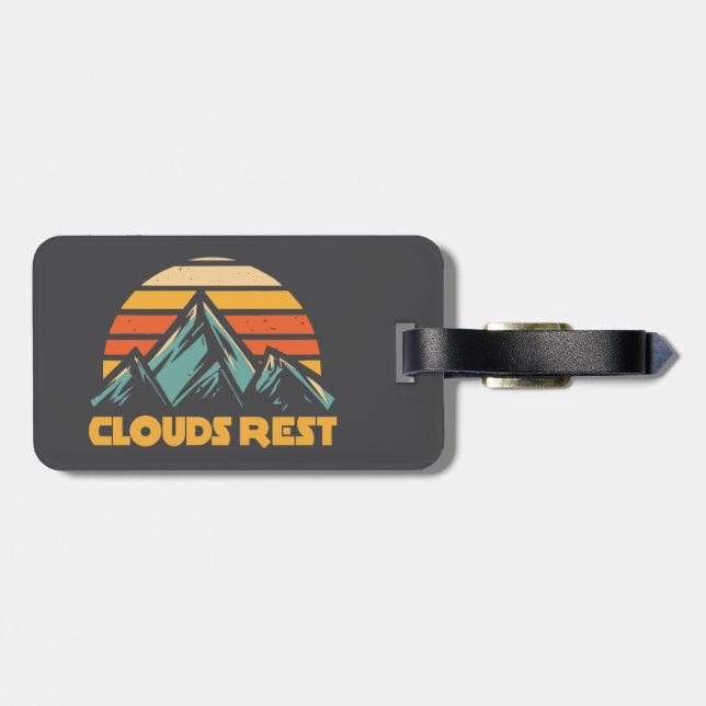 Clouds Rest Mountain Yosemite Retro Turquoise Luggage Tag (Back Horizontal)