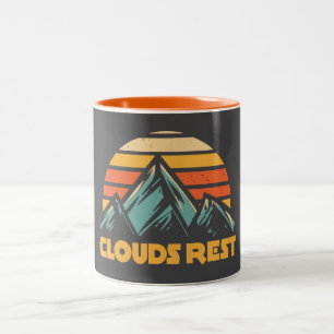 Clouds Rest Mountain Yosemite Retro Turquoise Two-Tone Coffee Mug