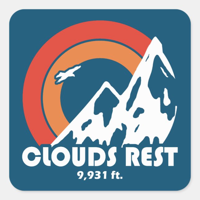 Clouds Rest Mountain Yosemite Sun Eagle Square Sticker (Front)