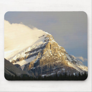 Clouds Roll Off Snowy Mountain in Canada Mouse Mat