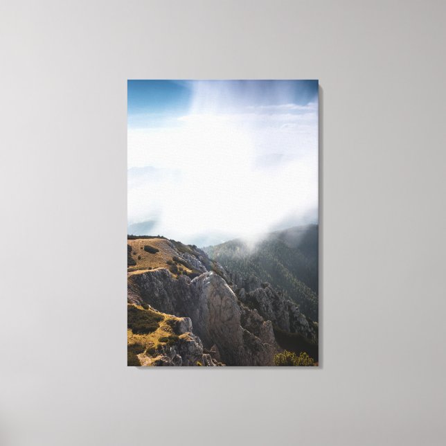 Clouds rolling over mountains canvas print (Front)