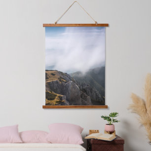 Clouds rolling over mountains hanging tapestry