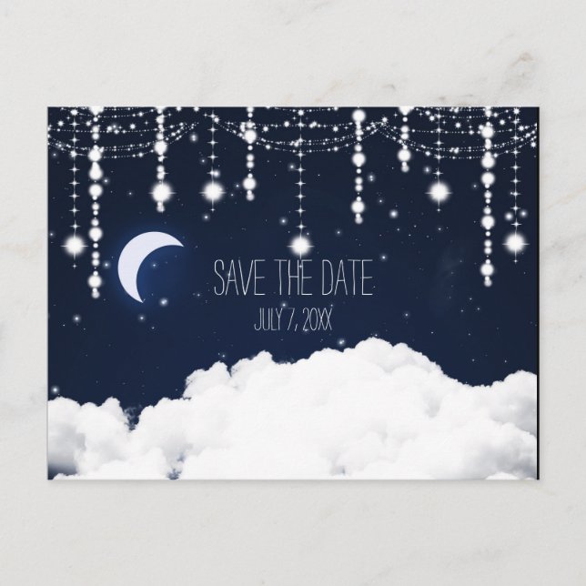 Clouds Starry Sky Celestial Save The Date Postcard (Front)