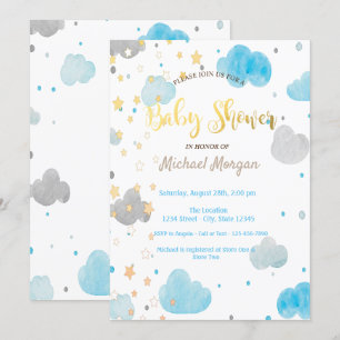 Clouds & Stars Baby Shower Invitation