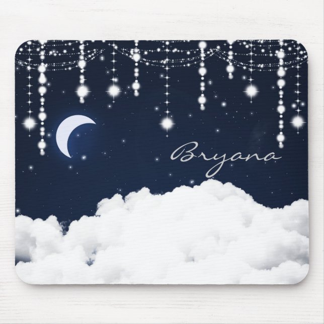 Clouds & Stars Twinkle Light Celestial Mouse Pad (Front)
