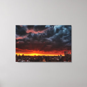 Clouds, Sunset And Red Canvas Print