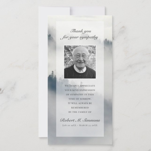 Clouds Thank you Sympathy Funeral Photo Card (Front)