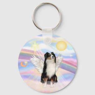 Clouds - Tri Colour Australian Shepherd Key Ring