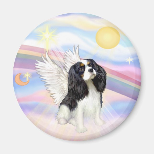 Clouds - Tri Colour Cavalier King Charles Angel Magnet (Front)