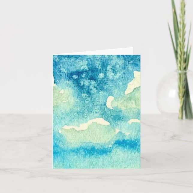 Clouds Watercolor Art Folded Note Card (Front)