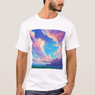 Clouds white blue pink colours T-Shirt