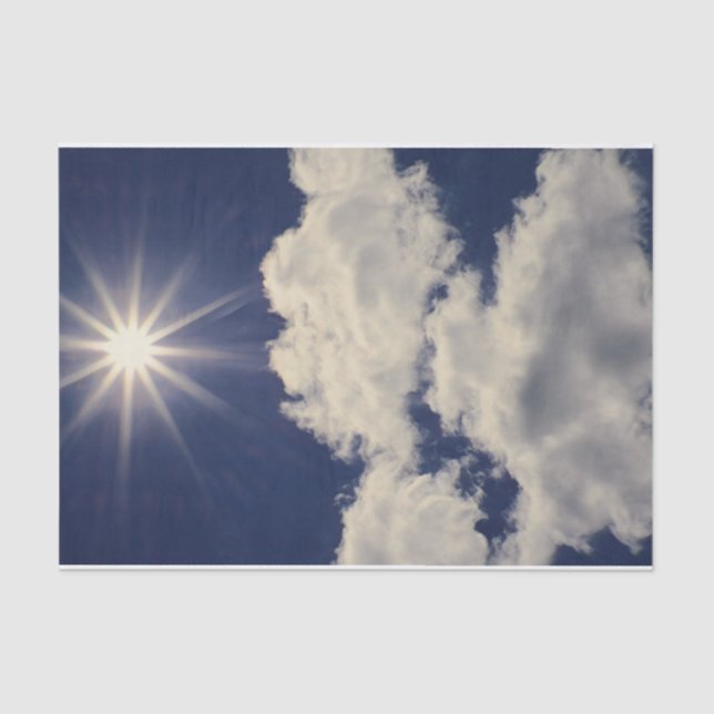 Clouds White Blue Sky Beautiful Sun Tissue Paper (Front)