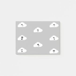clouds with faces grey (2) post-it notes