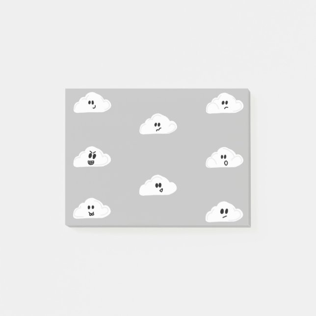clouds with faces grey (2) post-it notes (Front)