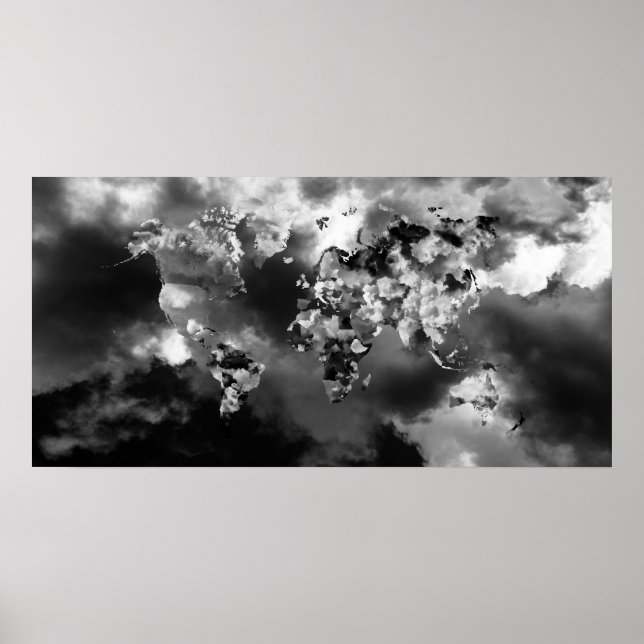 Clouds World Map Poster (Front)