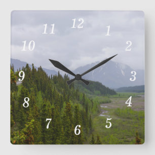 Cloudy At Denali Wall Clock