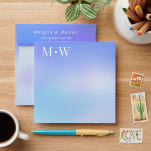Cloudy Blue Gradient Monogram Envelope