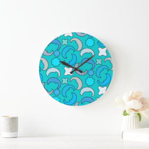 Cloudy Blue Moon Large Clock