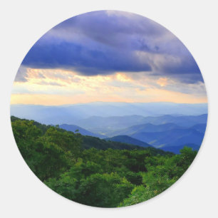 Cloudy Blue Ridge Mountains Classic Round Sticker