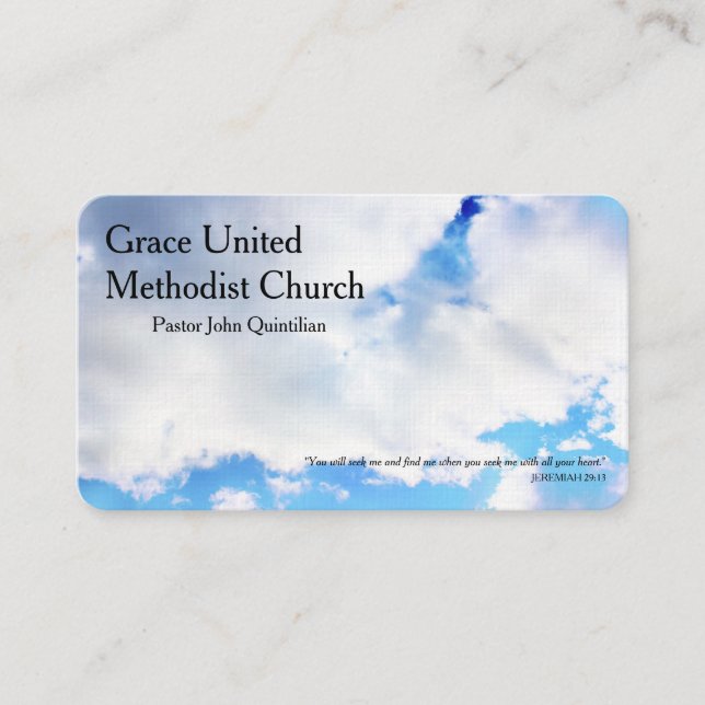 Cloudy Blue Sky Christian Minister Pastor Business Card (Front)
